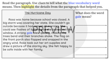Preview of Context Clues Vocabulary Paragraph: gale