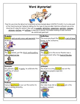 Preview of Context Clues (Word Mysteries Activity)