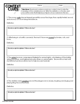 context clues practice worksheets by erika forth tpt