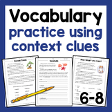 Context Clues Worksheet Passages Vocabulary & Reading Comp