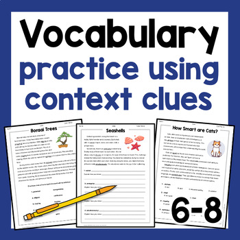 Preview of Vocabulary Activities for Context Clues Worksheets and Passages for 6th 7th 8th