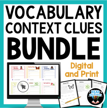 Preview of Context Clues Worksheet Passages for Reading Comprehension : Vocabulary Bundle