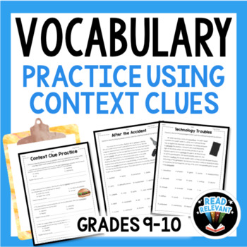 Preview of Context Clue Chart and Worksheets for Vocabulary Activities in Context 9th 10th