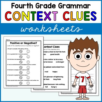 Preview of Context Clues Worksheets Fourth Grade Grammar No Prep Printables