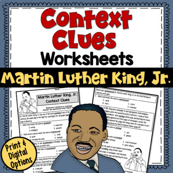 Preview of Context Clues Worksheets for Martin Luther King Jr. in Print and Digital Easel