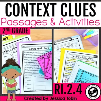 Preview of Context Clues Worksheets, Task Cards, Activity Unit 2nd Grade Nonfiction RI.2.4