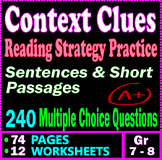 Context Clues Worksheets. Reading Strategies Practice. 240