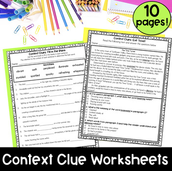 Preview of Context Clues Worksheets - 3rd & 4th Grade - TEKS Aligned - 3.3B & 4.3B