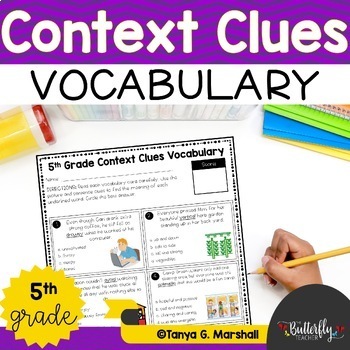 Preview of Context Clues Worksheets Vocabulary in Context 5th Grade Reading Comprehension