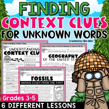 Preview of Context Clues Worksheets Activities Passages Determining Meaning of Unknown Word
