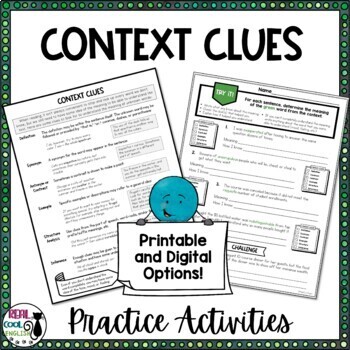 Preview of Context Clues Worksheets for Tier 2 Vocabulary Words - Print & Digital Options