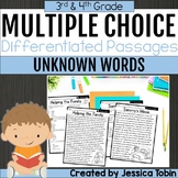 Context Clues and Unknown Words Multiple Choice - 3rd 4th 