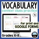 Context Clues Passages for Vocabulary Comprehension 6th 7t