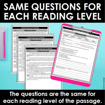 Reading Comprehension Passages and Questions - Context Clues and Vocabulary