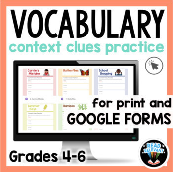 Preview of Context Clues and Vocabulary: Passages and Questions for Google Forms Grades 4-6