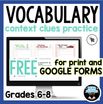 Preview of Context Clues Passages for Vocabulary Comprehension : Print and Google 6-8