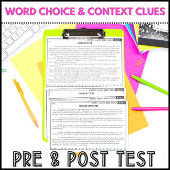 Preview of Context Clues and Word Choice Assessments - Pre and Post Test - RL 6.4