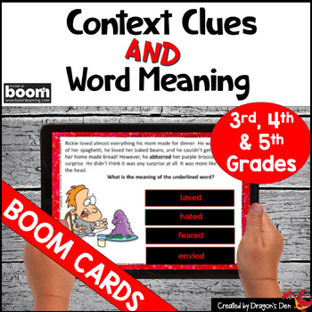 Preview of Context Clues and Word Meaning Digital Boom Cards