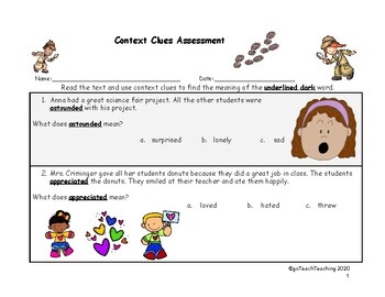 Preview of Context Clues assessment