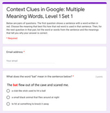 Context Clues in Google: Multiple Meaning Words, Level 1 - Set 1