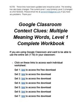 Preview of Context Clues in Google: Multiple Meaning Words, Level 1 Workbook Sets 1-10