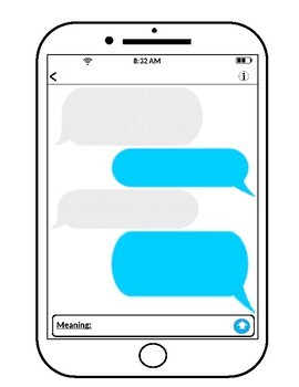 Preview of iphone text message template (editable), con-text clues, context