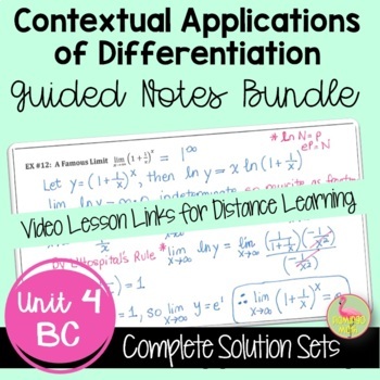 Preview of Contextual Applications of Differentiation Guided Notes (BC Version - Unit 4)