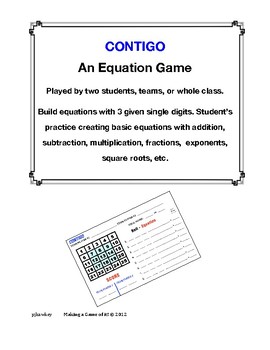 Preview of Contigo! A Math Equations Game