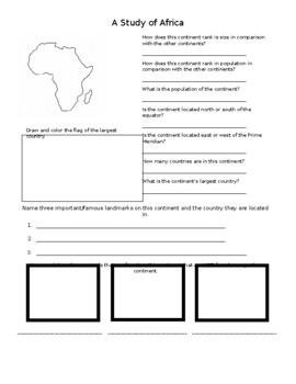 Continent - A Study of Africa Research Guide by Melissa Holkan | TPT