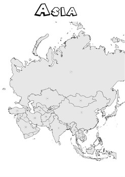 Preview of Continent Asia blank map Countries of Asia mute map Test