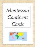 Continent Cards, Montessori 3 part cards, Geography
