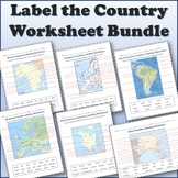 Labeling the Countries on each Continent Worksheet Bundle 