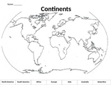 Continent Cut and Paste Worksheet