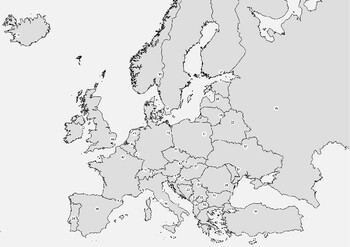 Preview of Continent Europa blank map Capitals of Europa Countries mute map Test