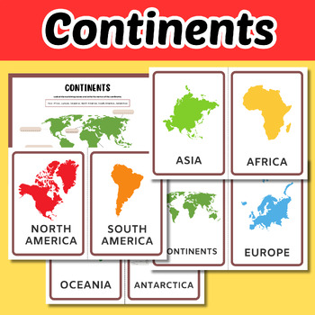 Continent Flash Cards-Geography for Kids by Cheerful Education | TPT