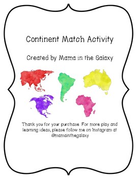 Preview of Continent Match Activity