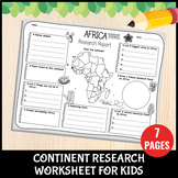 Continent Research Worksheet For Kids | Project History Re