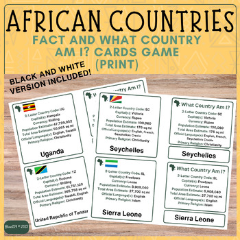 Preview of Continent Study: Countries of Africa Facts & What Country Am I? Match Card GAME