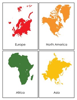 Continent Three-Part Cards, Montessori World Study by Luftmensch Designs