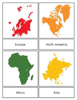 Continent Three-Part Cards, Montessori World Study by Luftmensch Designs