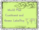 Continent and Ocean Labelling worksheet. Distance Learning