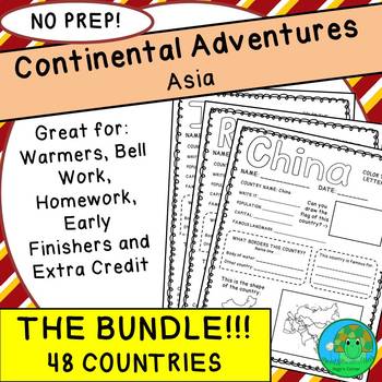 Preview of Continental Adventures Asia THE BUNDLE Worksheets