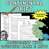 Continental Drift Assessment-Test Question Bank & Pre-Made