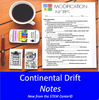 Preview of Continental Drift NOTES for 504 & IEP's