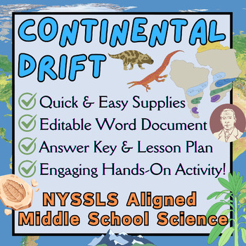 Preview of Continental Drift: NYSSLS Aligned Middle School Science Activity + Answer Key