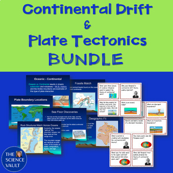 Preview of Continental Drift & Plate Tectonics Notes and Task Card Bundle