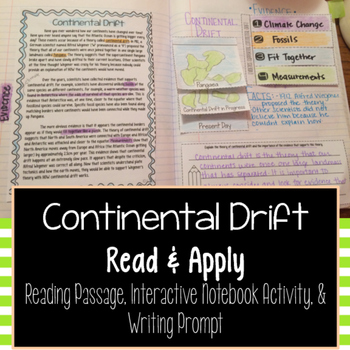 Preview of Continental Drift Read and Apply (NGSS MS-ESS2-3 ALIGNED)