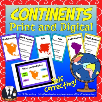 Preview of Continents Trading Cards and Word Wall Posters