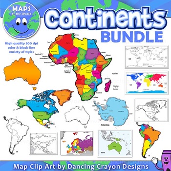 Preview of Continents Maps of the World Clipart