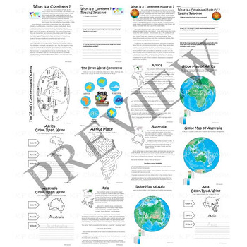 Continents Activity Packet and Worksheets by KP Classroom | TpT